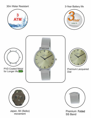 Maxima ATTIVO Women Gold Dial Analogue Watch - 60640CMLI